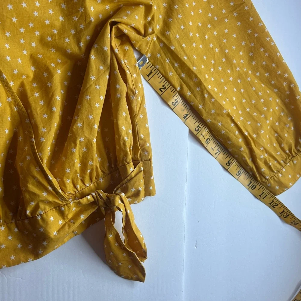 Madewell Yellow Polka Dot Wrap Blouse